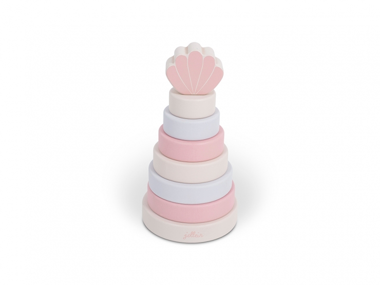 Holzspielzeug Ring-Stapelturm rosa bedruckt nicht personalisiert
