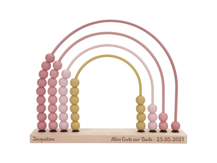 Regenbogen Abacus gelasert - pink Taufe