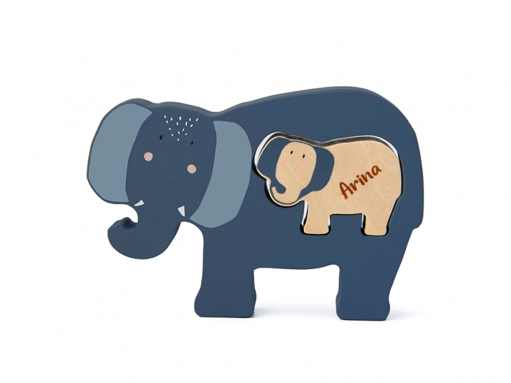 Holz Babypuzzle - Elefant gelasert Name